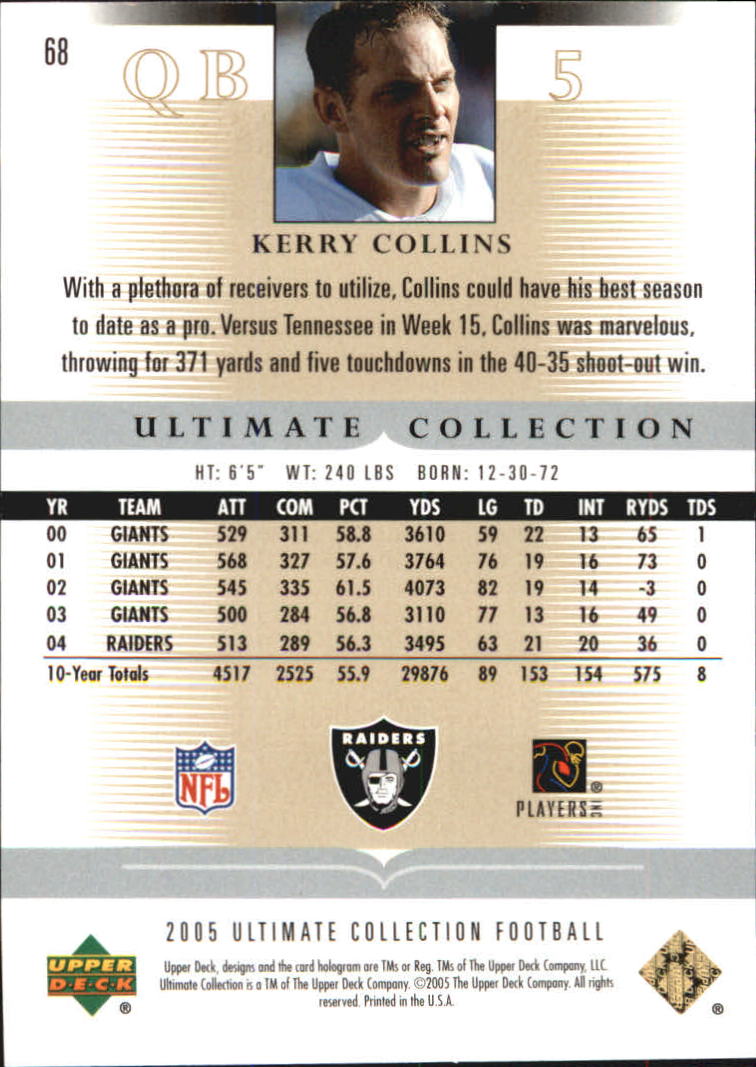 Tarjetas "conjunto principal" de fútbol americano Ultimate Collection 2005 (mazo superior) #2 a #289 - Imagen 111 de 301