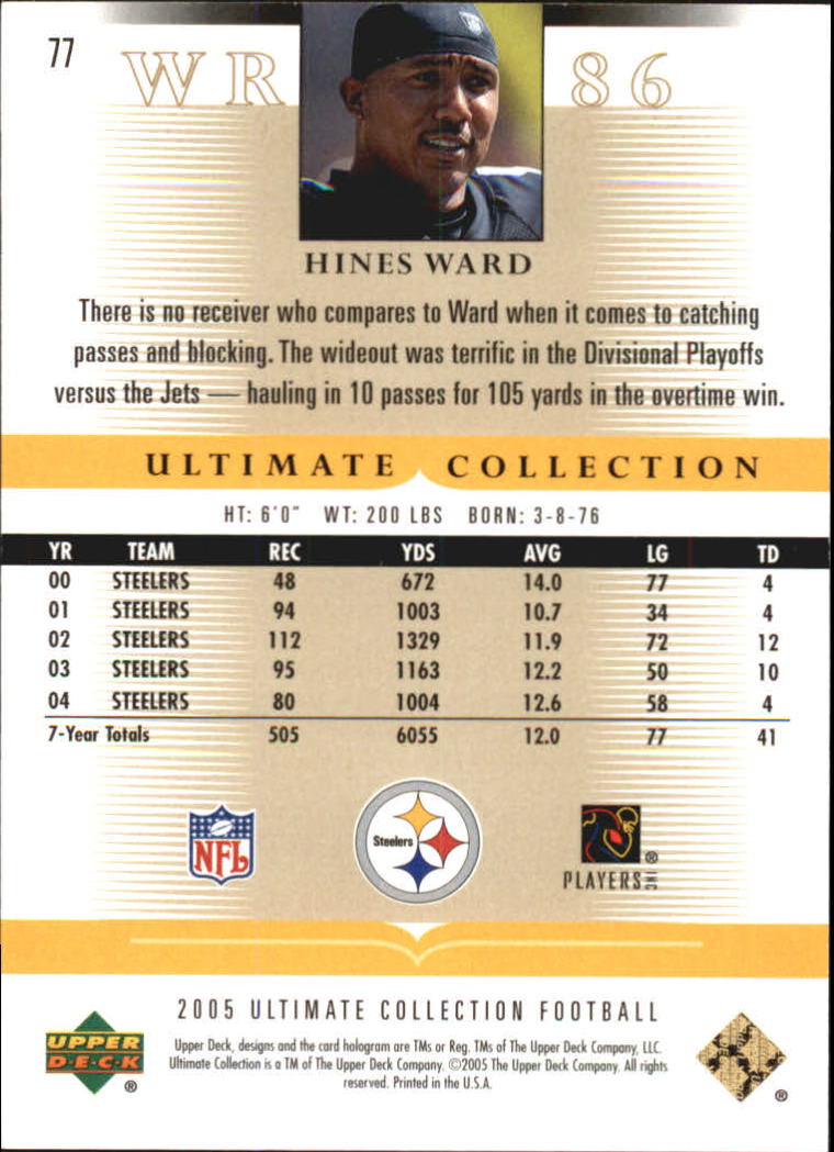 Tarjetas "conjunto principal" de fútbol americano Ultimate Collection 2005 (mazo superior) #2 a #289 - Imagen 119 de 301