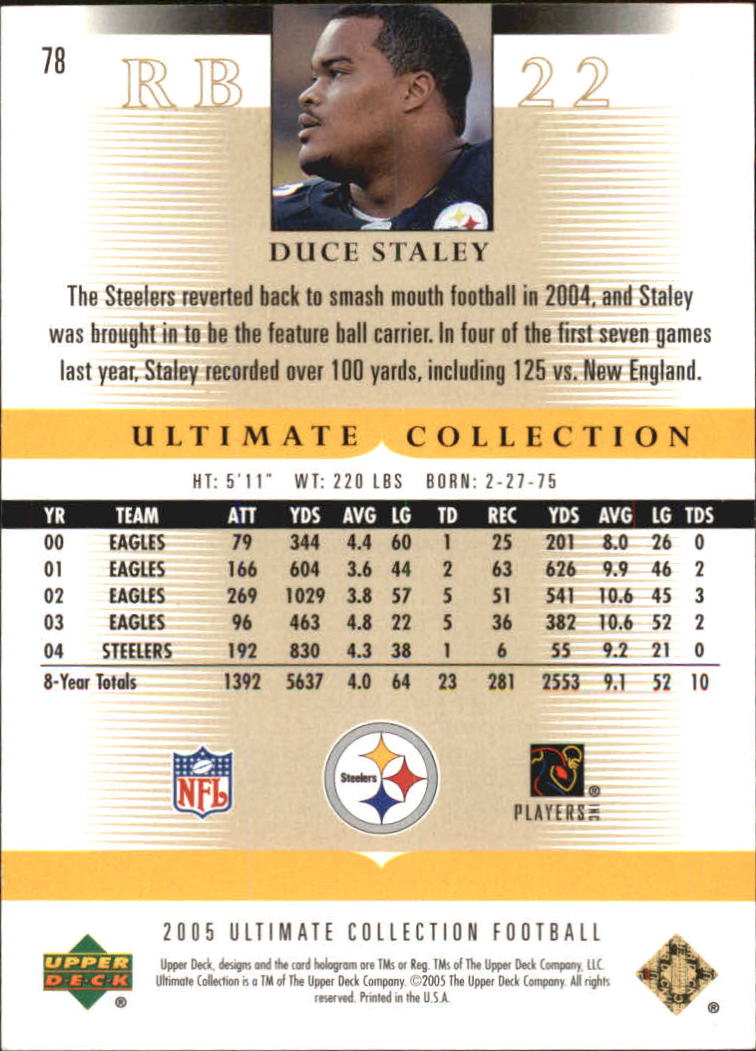 Tarjetas "conjunto principal" de fútbol americano Ultimate Collection 2005 (mazo superior) #2 a #289 - Imagen 121 de 301