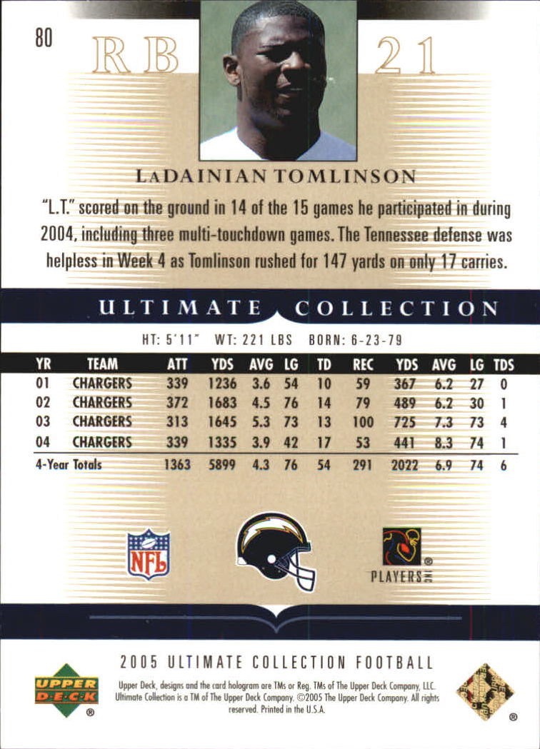 Tarjetas "conjunto principal" de fútbol americano Ultimate Collection 2005 (mazo superior) #2 a #289 - Imagen 123 de 301