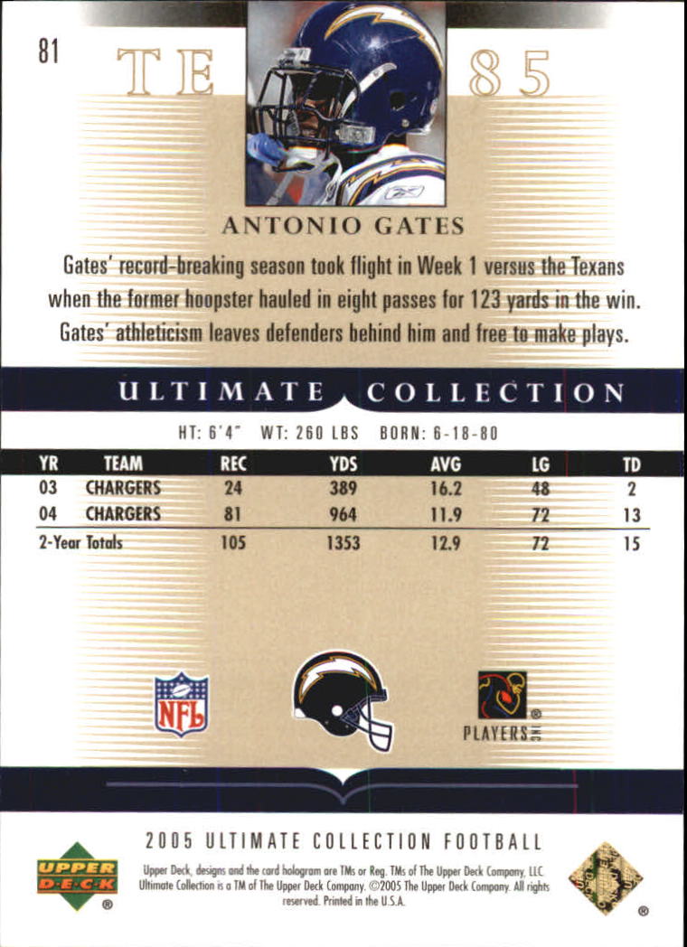 Tarjetas "conjunto principal" de fútbol americano Ultimate Collection 2005 (mazo superior) #2 a #289 - Imagen 125 de 301