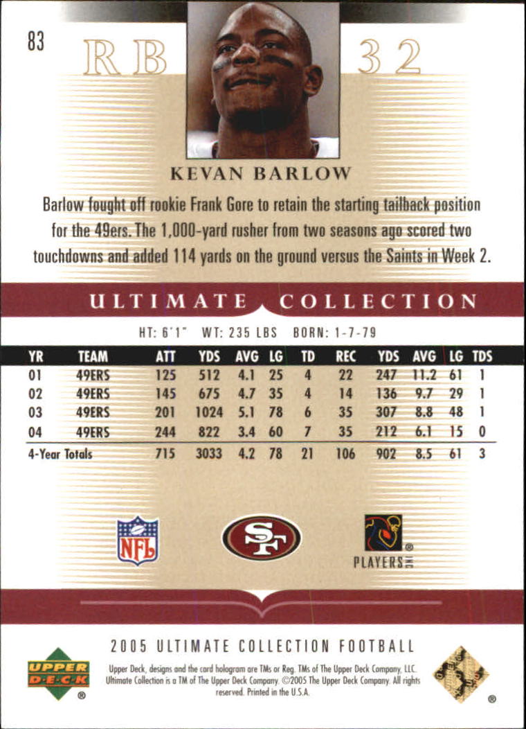 Tarjetas "conjunto principal" de fútbol americano Ultimate Collection 2005 (mazo superior) #2 a #289 - Imagen 129 de 301