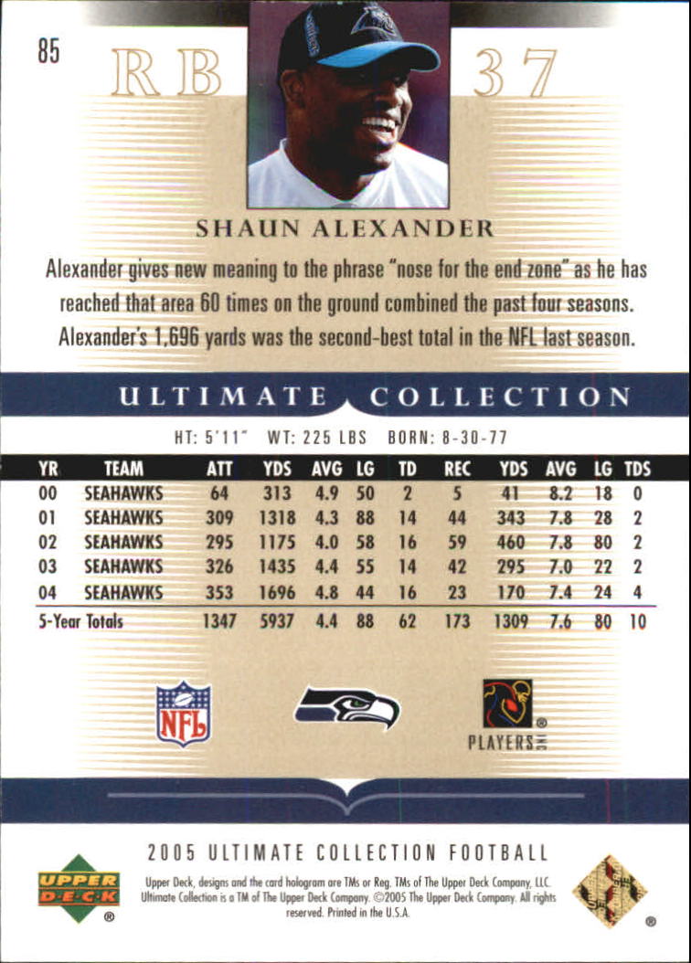 2005 Ultimate Collection #85 Shaun Alexander back image