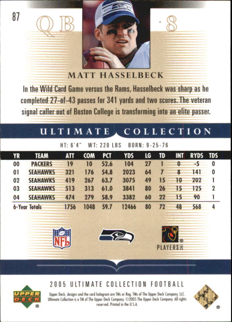 Tarjetas "conjunto principal" de fútbol americano Ultimate Collection 2005 (mazo superior) #2 a #289 - Imagen 137 de 301