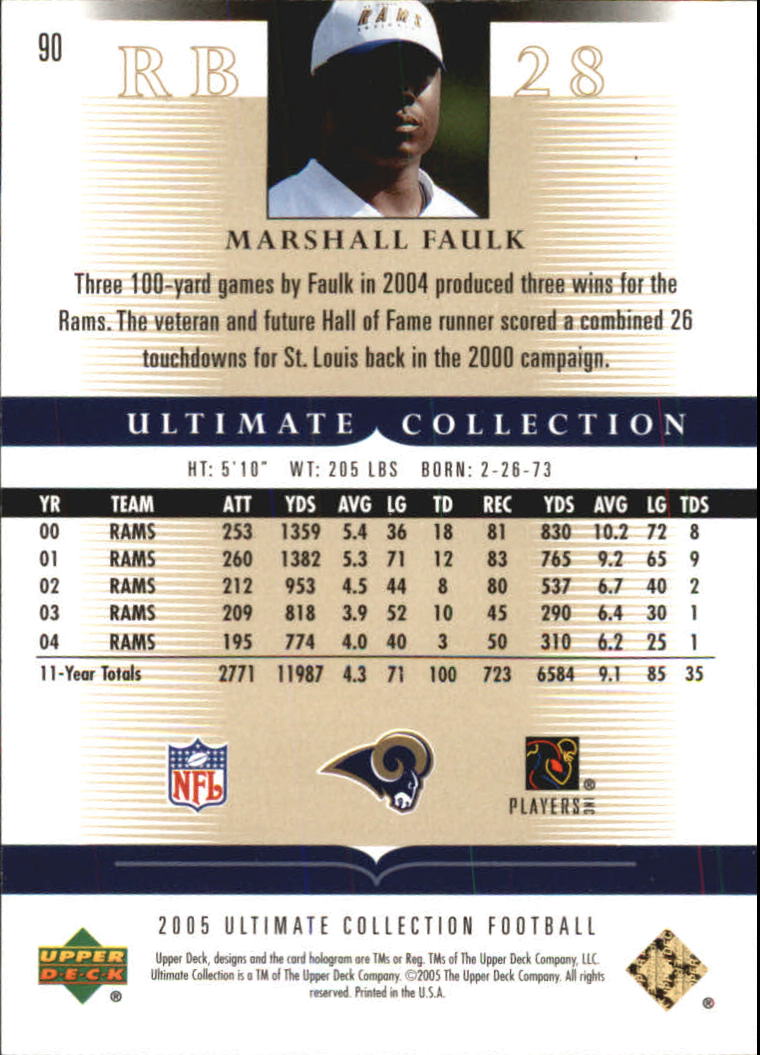 Tarjetas "conjunto principal" de fútbol americano Ultimate Collection 2005 (mazo superior) #2 a #289 - Imagen 143 de 301