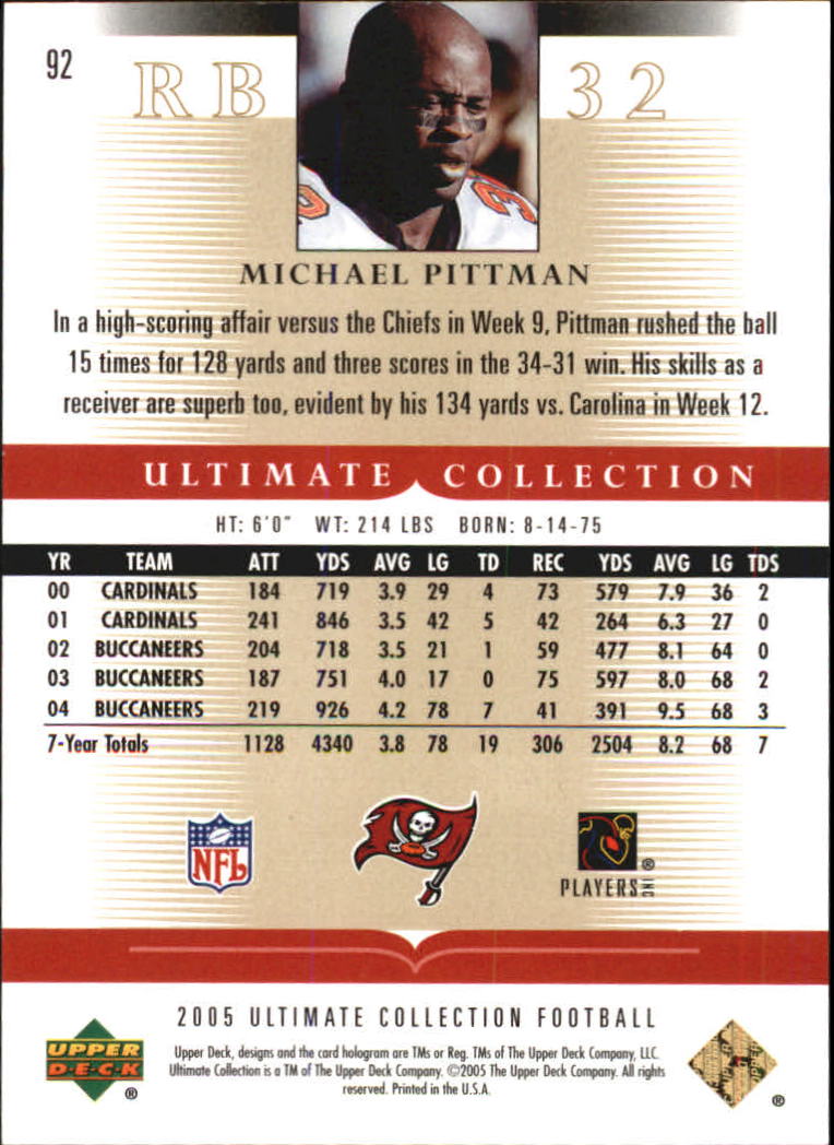 Tarjetas "conjunto principal" de fútbol americano Ultimate Collection 2005 (mazo superior) #2 a #289 - Imagen 145 de 301