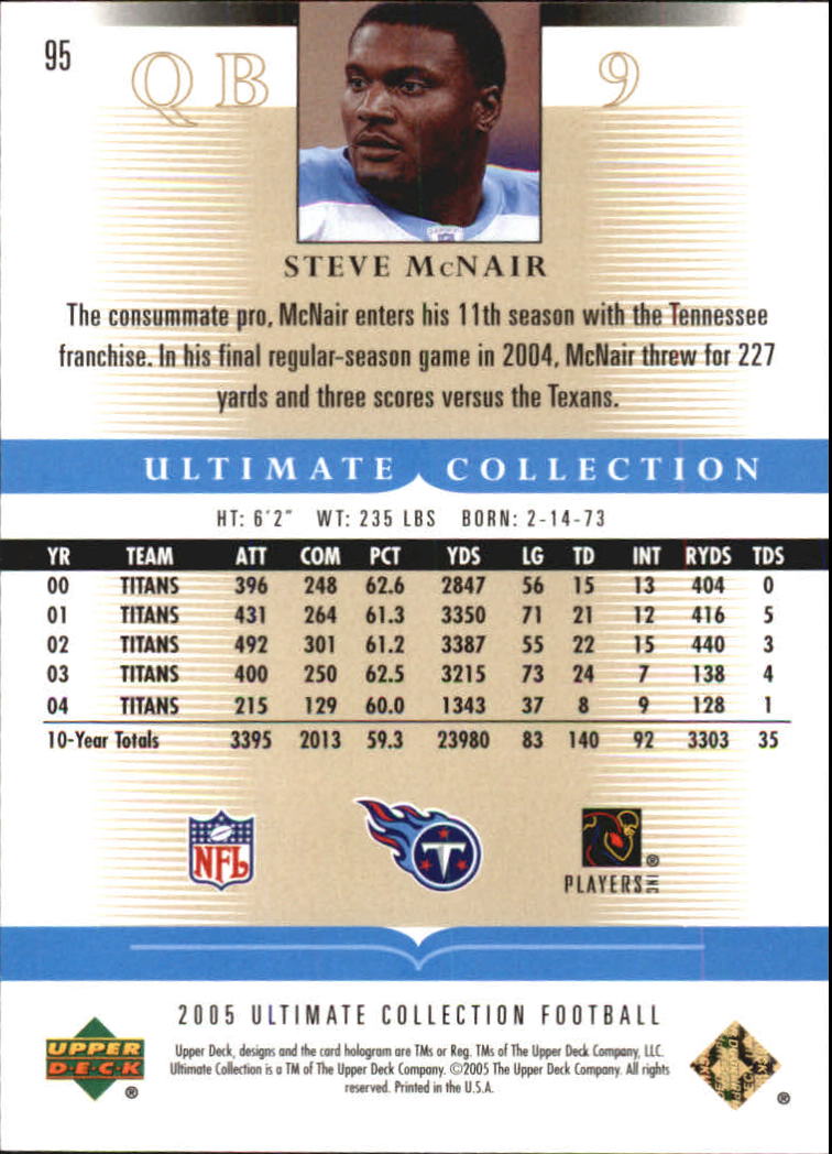 2005 Ultimate Collection #95 Steve McNair back image