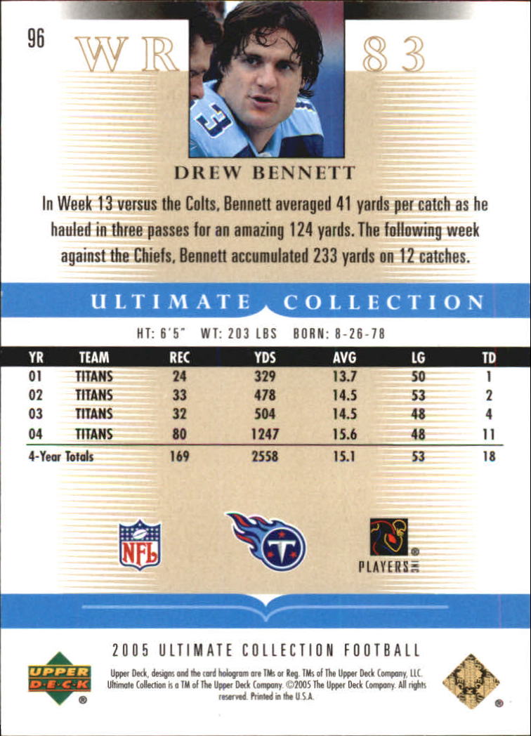 2005 Ultimate Collection #96 Drew Bennett back image