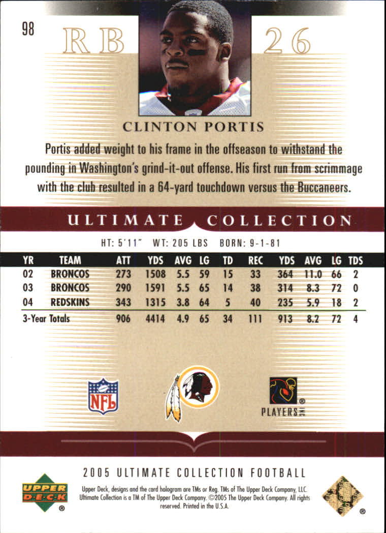 Tarjetas "conjunto principal" de fútbol americano Ultimate Collection 2005 (mazo superior) #2 a #289 - Imagen 157 de 301