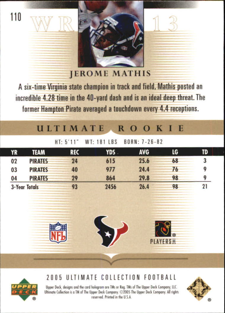 Tarjetas "conjunto principal" de fútbol americano Ultimate Collection 2005 (mazo superior) #2 a #289 - Imagen 169 de 301