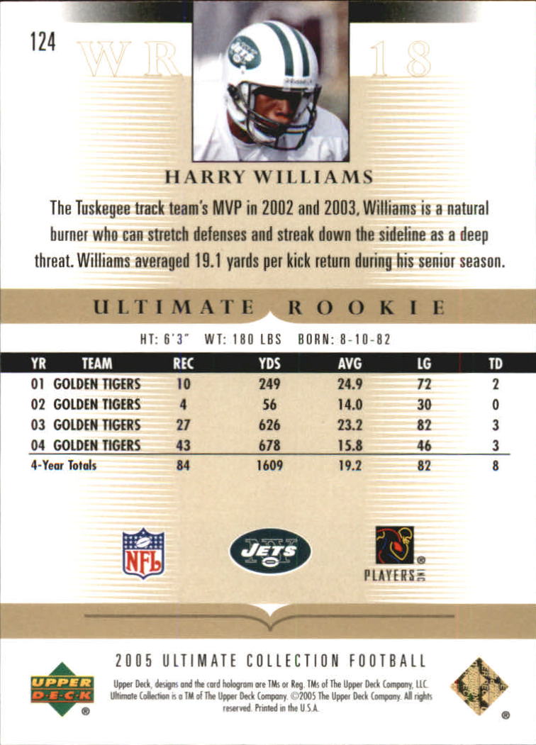 2005 Ultimate Collection #124 Harry Williams RC back image