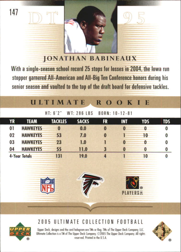 Tarjetas "conjunto principal" de fútbol americano Ultimate Collection 2005 (mazo superior) #2 a #289 - Imagen 209 de 301