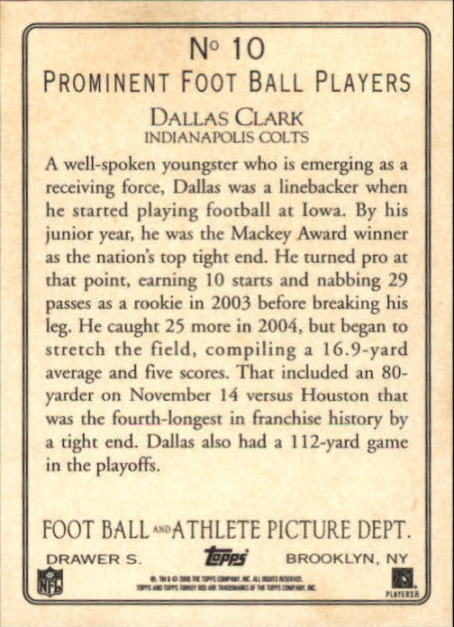 2005 Topps Turkey Red #10 Dallas Clark back image