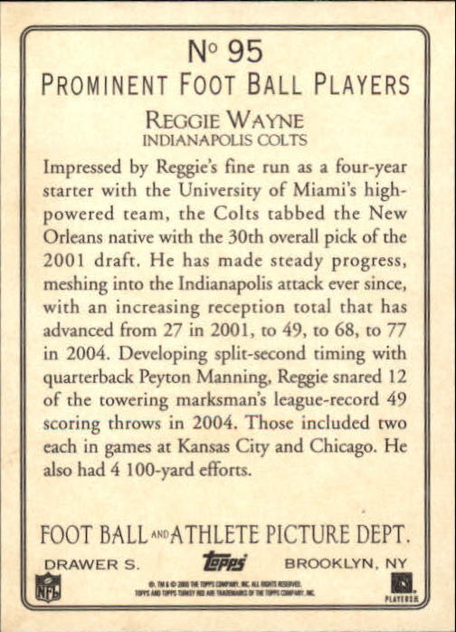 2005 Topps Turkey Red #95 Reggie Wayne back image