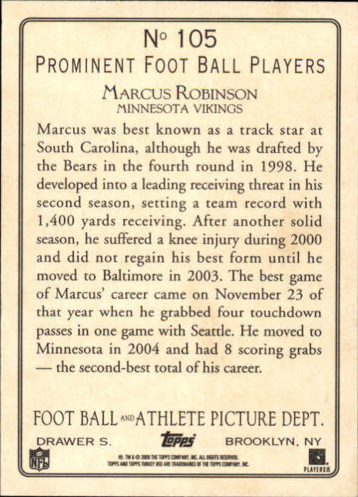 2005 Topps Turkey Red #105 Marcus Robinson back image
