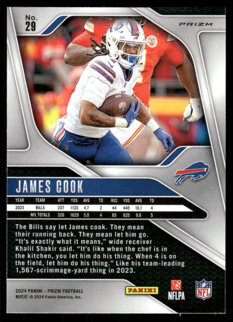 2024 Panini Prizm Prizms Black and White Checker #29 James Cook