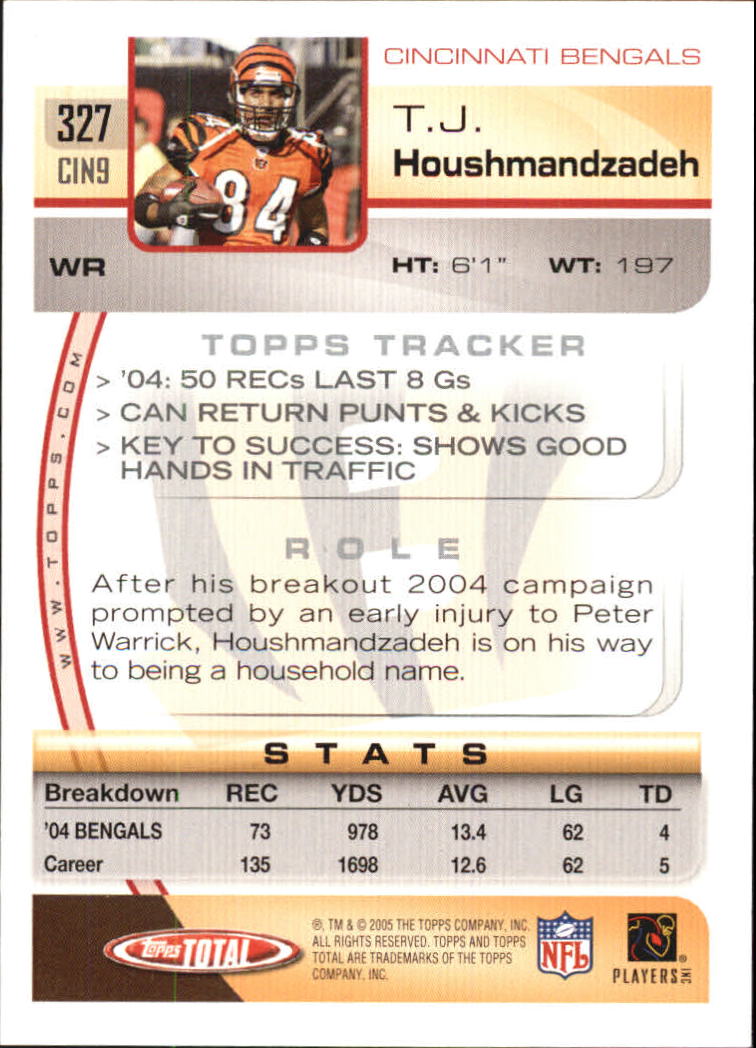 : 2005 Topps # 62 T.J. Houshmandzadeh Cincinnati Bengals