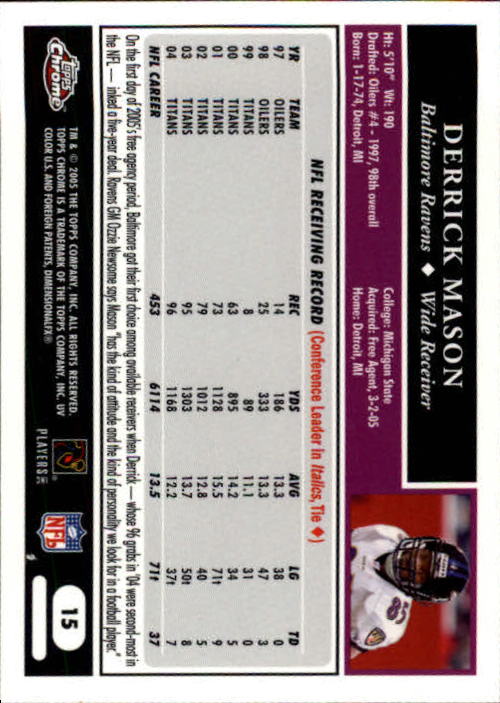 A0889- 2005 Topps Chrome FB Cards 1-200 +Rookies -You Pick- 15+ FREE US SHIP - Picture 29 of 379