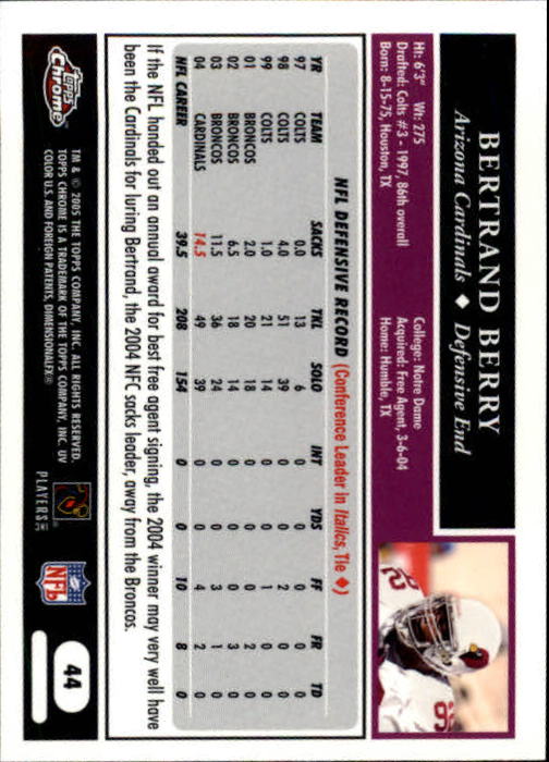 A0889- 2005 Topps Chrome FB Cards 1-200 +Rookies -You Pick- 15+ FREE US SHIP - Picture 87 of 379