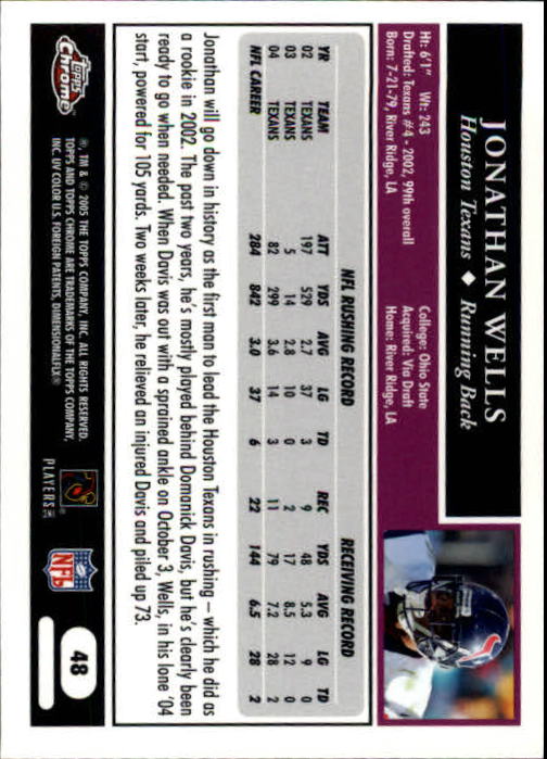 A0889- 2005 Topps Chrome FB Cards 1-200 +Rookies -You Pick- 15+ FREE US SHIP - Picture 95 of 379