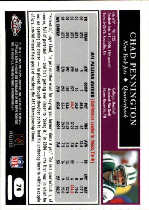 A0889- 2005 Topps Chrome FB Cards 1-200 +Rookies -You Pick- 15+ FREE US SHIP - Picture 147 of 379