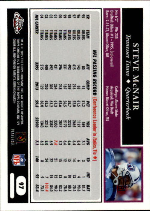 A0889- 2005 Topps Chrome FB Cards 1-200 +Rookies -You Pick- 15+ FREE US SHIP - Picture 193 of 379