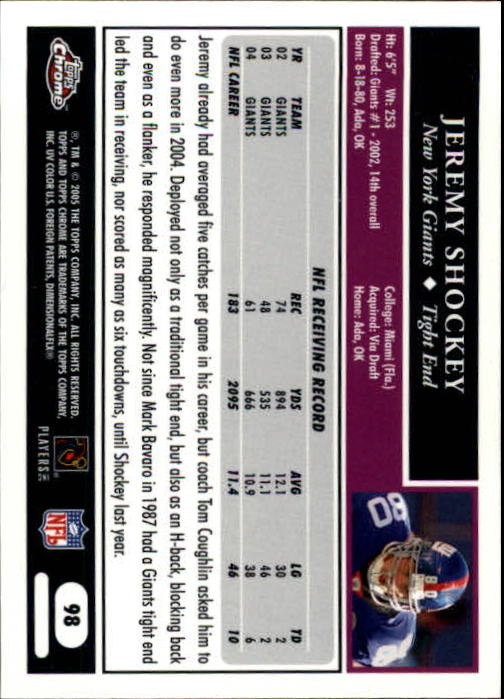 A0889- 2005 Topps Chrome FB Cards 1-200 +Rookies -You Pick- 15+ FREE US SHIP - Picture 195 of 379