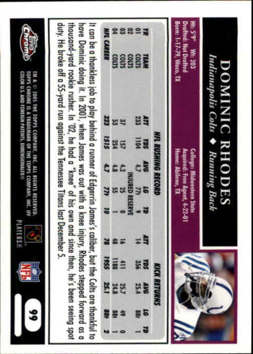 A0889- 2005 Topps Chrome FB Cards 1-200 +Rookies -You Pick- 15+ FREE US SHIP - Picture 197 of 379