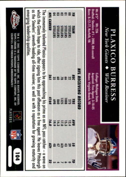 A0889- 2005 Topps Chrome FB Cards 1-200 +Rookies -You Pick- 15+ FREE US SHIP - Picture 207 of 379