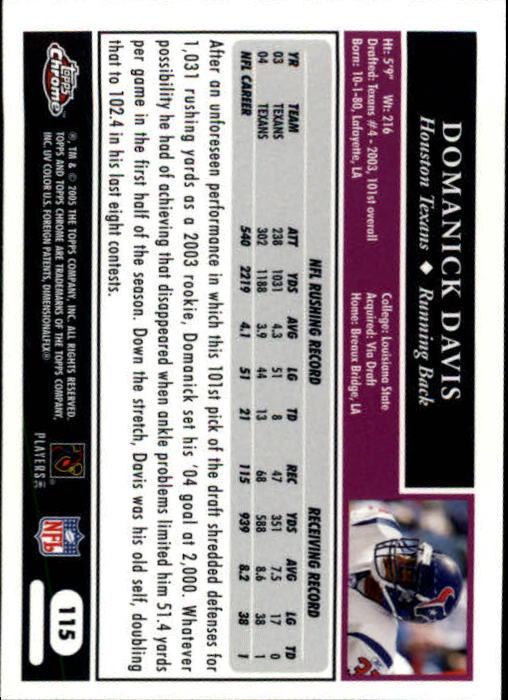 A0889- 2005 Topps Chrome FB Cards 1-200 +Rookies -You Pick- 15+ FREE US SHIP - Picture 231 of 379