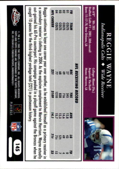 A0889- 2005 Topps Chrome FB Cards 1-200 +Rookies -You Pick- 15+ FREE US SHIP - Picture 291 of 379