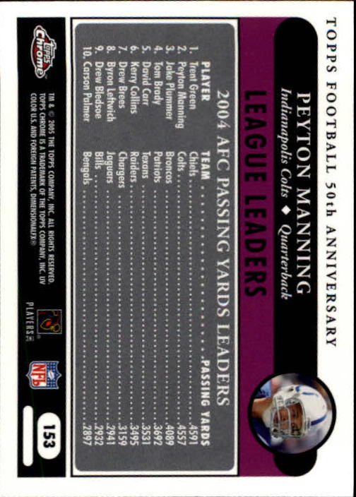 2005 Topps Chrome #153 Peyton Manning LL back image