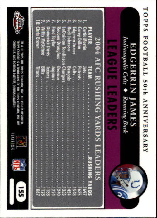 A0889- 2005 Topps Chrome FB Cards 1-200 +Rookies -You Pick- 15+ FREE US SHIP - Picture 311 of 379