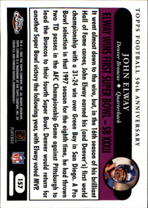 A0889- 2005 Topps Chrome FB Cards 1-200 +Rookies -You Pick- 15+ FREE US SHIP - Picture 313 of 379