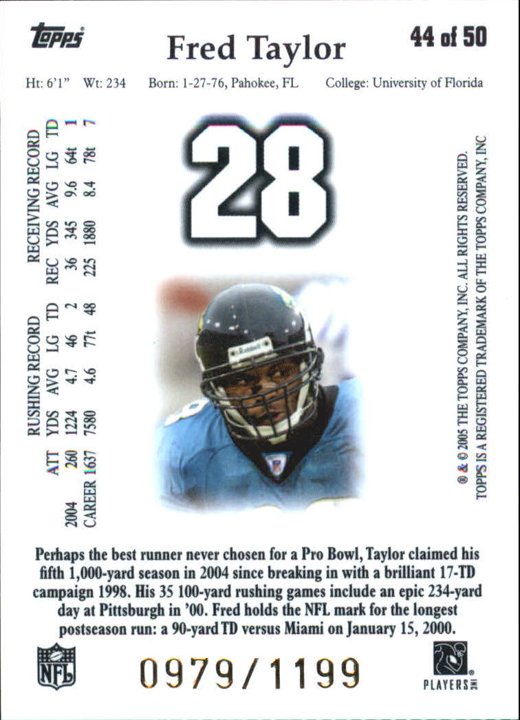2005 Topps Tribute #44 Fred Taylor back image