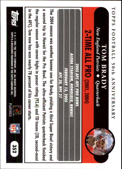 2005 Topps #352 Tom Brady AP back image