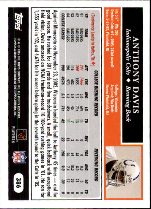 A0834- 2005 Topps Football Cards 251-440 +Rookies -You Pick- 15+ FREE US SHIP - Picture 243 of 333