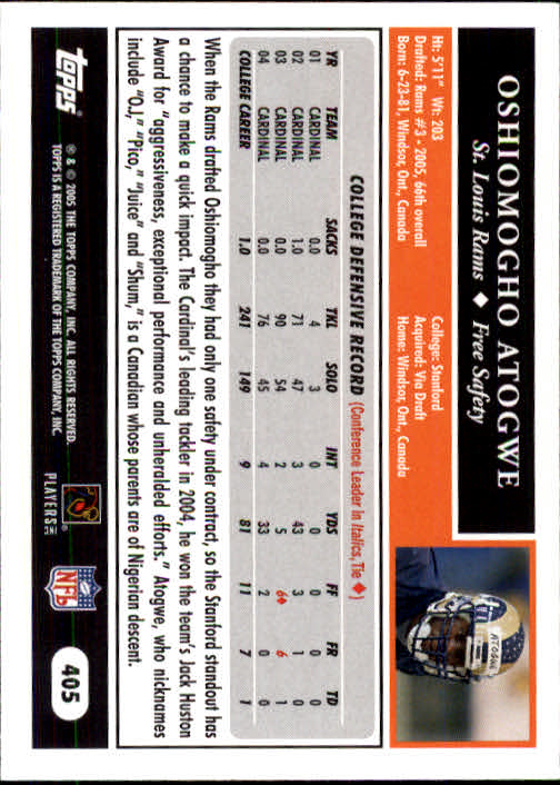 A0834- 2005 Topps Football Cards 251-440 +Rookies -You Pick- 15+ FREE US SHIP - Picture 277 of 333