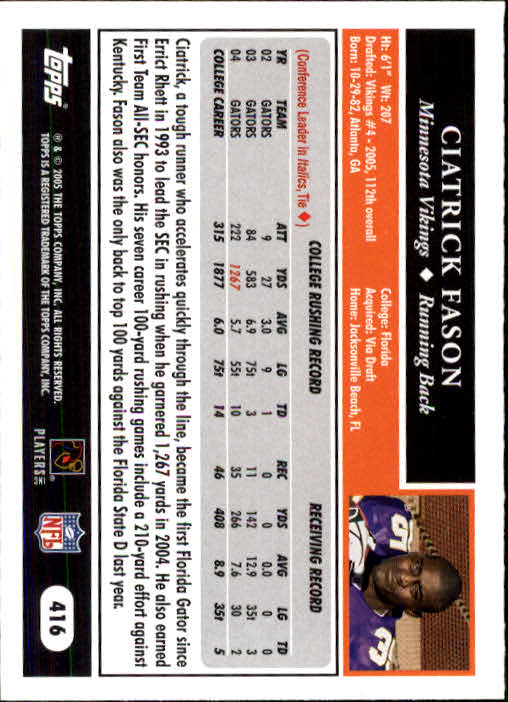 A0834- 2005 Topps Football Cards 251-440 +Rookies -You Pick- 15+ FREE US SHIP - Picture 293 of 333