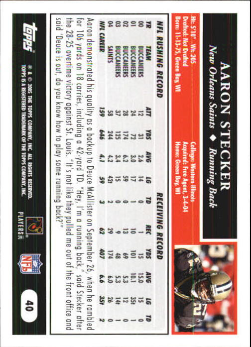 2005 Topps First Edition #40 Aaron Stecker back image