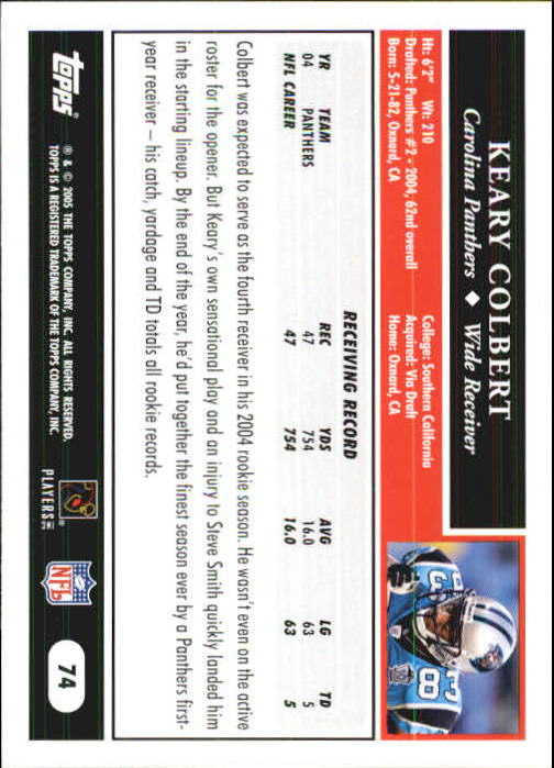 2005 Topps First Edition #74 Keary Colbert back image