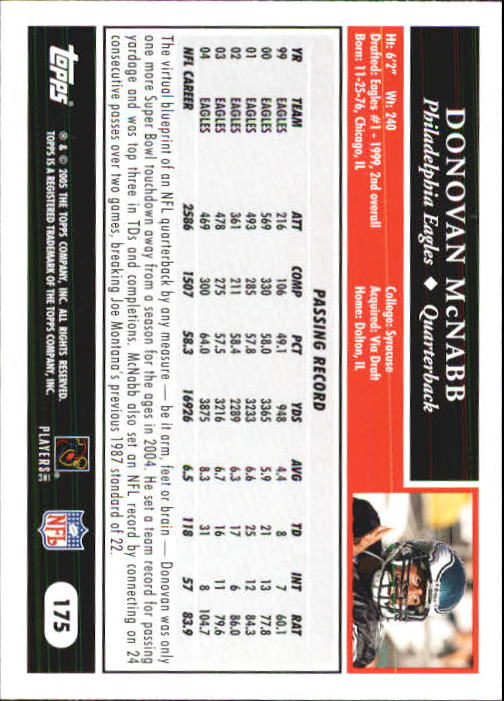 2005 Topps First Edition #175 Donovan McNabb back image