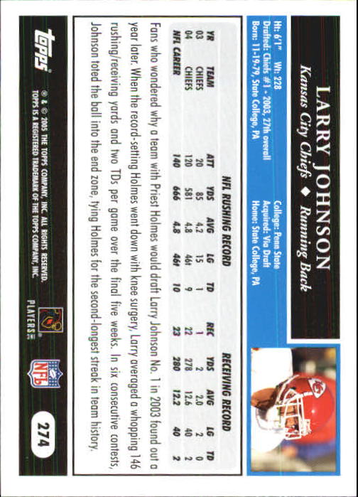 2005 Topps First Edition #274 Larry Johnson back image