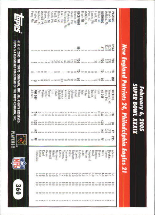 2005 Topps First Edition #360 Tom Brady PH back image