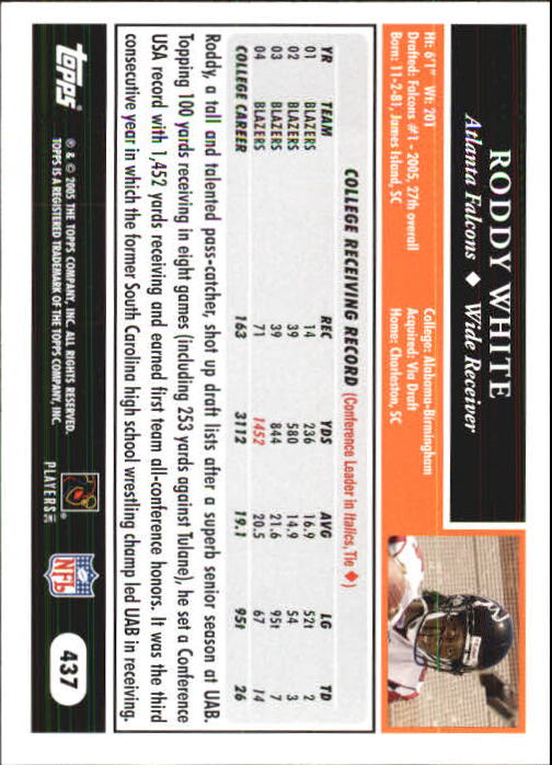 2005 Topps First Edition #437 Roddy White back image