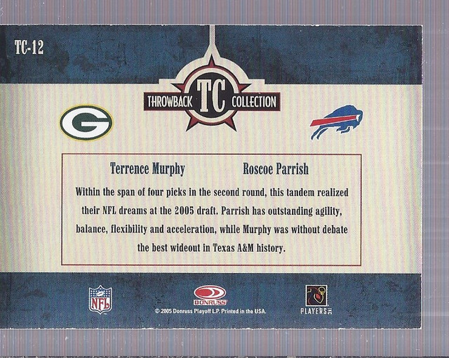 2005 Throwback Threads Throwback Collection #12 Terrence Murphy/Roscoe Parrish back image