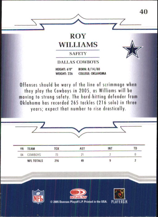 2005 Throwback Threads #40 Roy Williams S back image