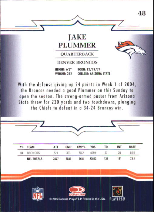 2005 Throwback Threads #48 Jake Plummer back image