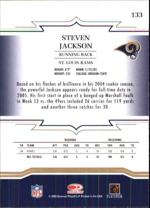 2005 Throwback Threads #133 Steven Jackson back image