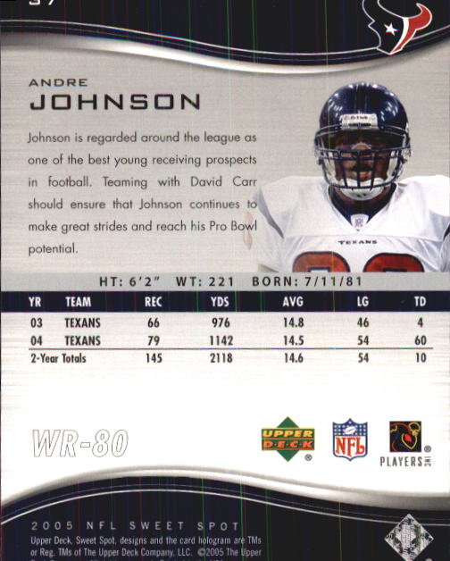 2005 Sweet Spot (Upper Deck) Football "Main Set" Cards #1 to #301 - Picture 73 of 227